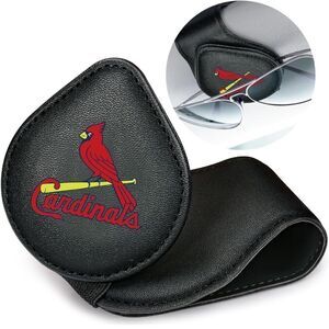 MLB St Louis Cardinals Sunglass Holder for Car Black Leather NWT